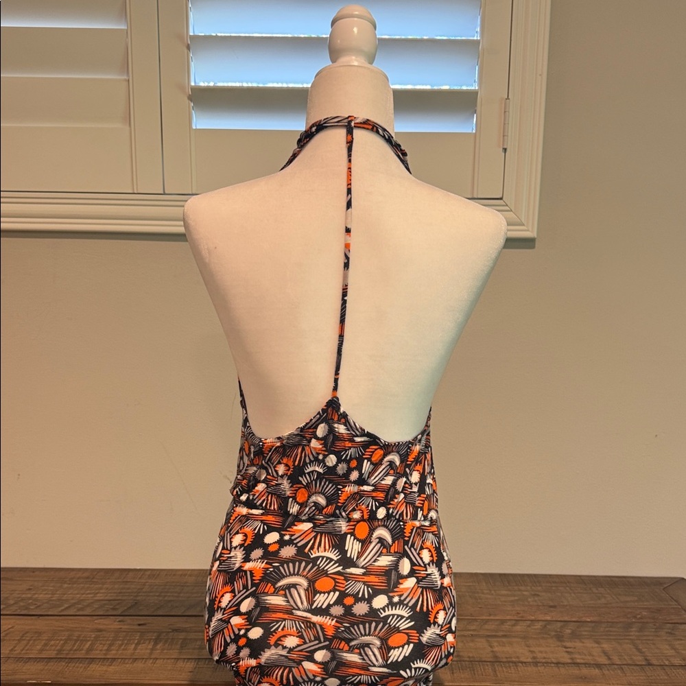 Free People Halter Dress - Black and Orange Pattern. Belt not included. - Picture 8 of 11
